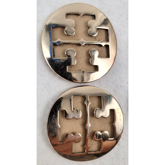 Tory Burch Gold Metal Logos Medallions Buttons Set of 4 Shoes Bag Upcycle Repair - Picture 2 of 6